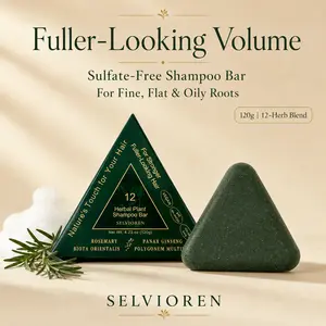 Selvioren 12-Herb Rosemary & Usma Grass Shampoo Bar (120g) | Volumizing Wash For Thin-Looking Fine Flat Hair | Oily Scalp Detox | Root Volume & Breakage Relief | Sulfate-Free Botanical Blend | Summer Care Essential