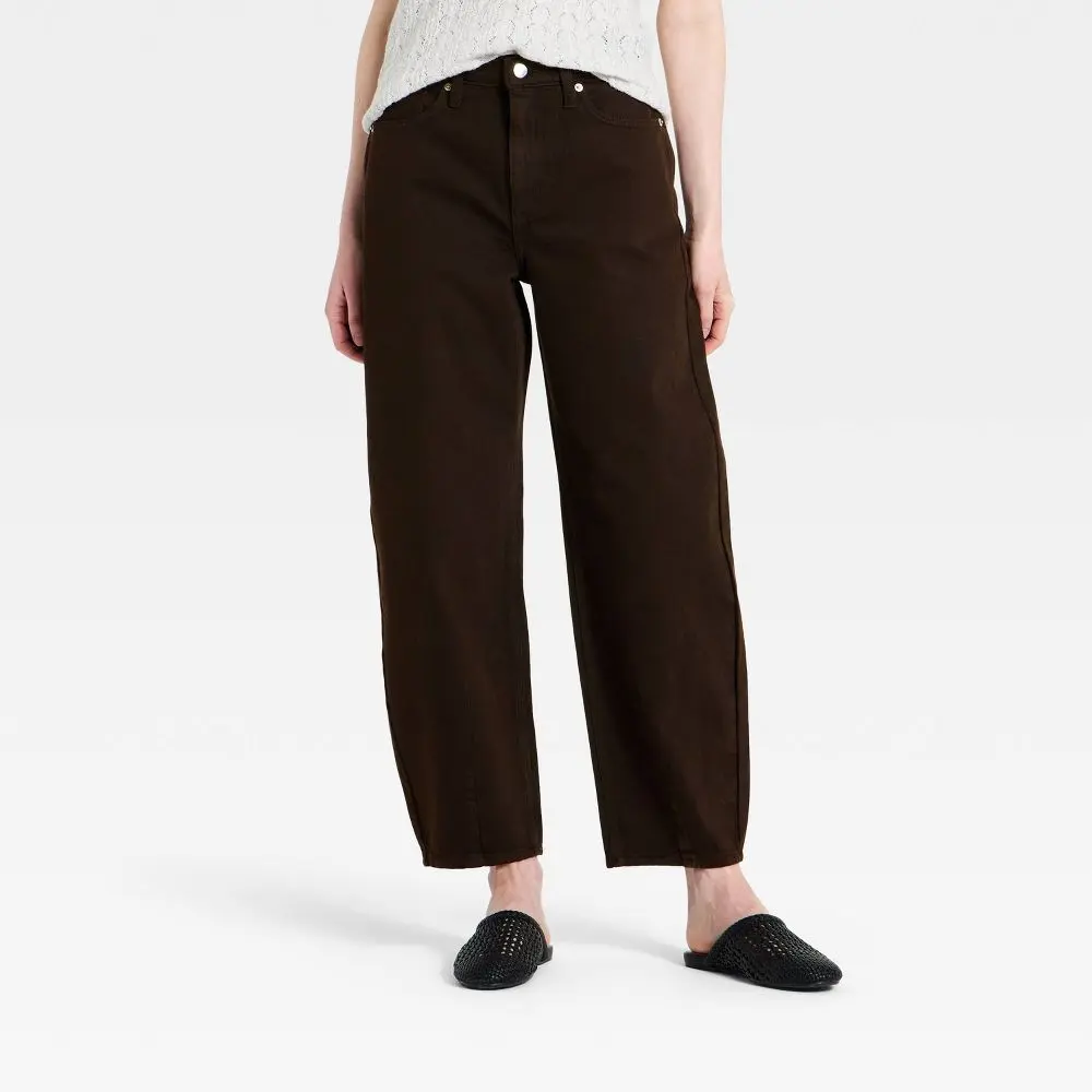 Women's High-Rise Easy Barrel Jeans - Universal Thread Brown 8