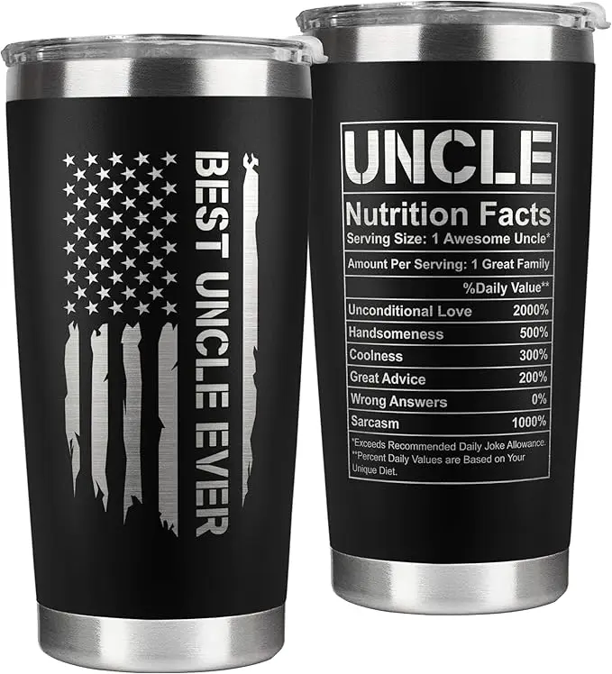 [Sale up to 30%] Stainless Steel Tumbler Uncle Best Ever Gift for Uncle from Niece Nephew Birthday Father Day Double Wall Vacuum Insulated Eco Friendly Drinkware