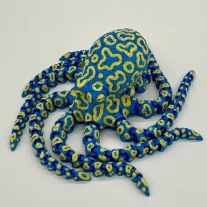 Mini Blue & Yellow Ringed Octopus (Poseable) Figurine Home Decor Accessory Modern Home Decoration
