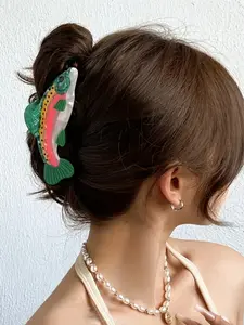 Cute Polka Dot Fish-Shaped Hair Claw Clip, Women's Daily and Party Styling Accessory, Simple Design, Perfect for Everyday Wear, Claw Clip for Ponytail