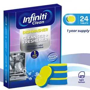 Infiniti Clean Dishwasher Cleaner 480g,24 Tablets Deodorizer Natural Remover,Household Eliminator Stainless Lemon Scented Freshener