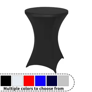 1pc Round Cocktail Tablecloth, Polyester Elastic Table Cover, Washable Wrinkle-Resistant, Indoor Outdoor Use, Perfect for Parties