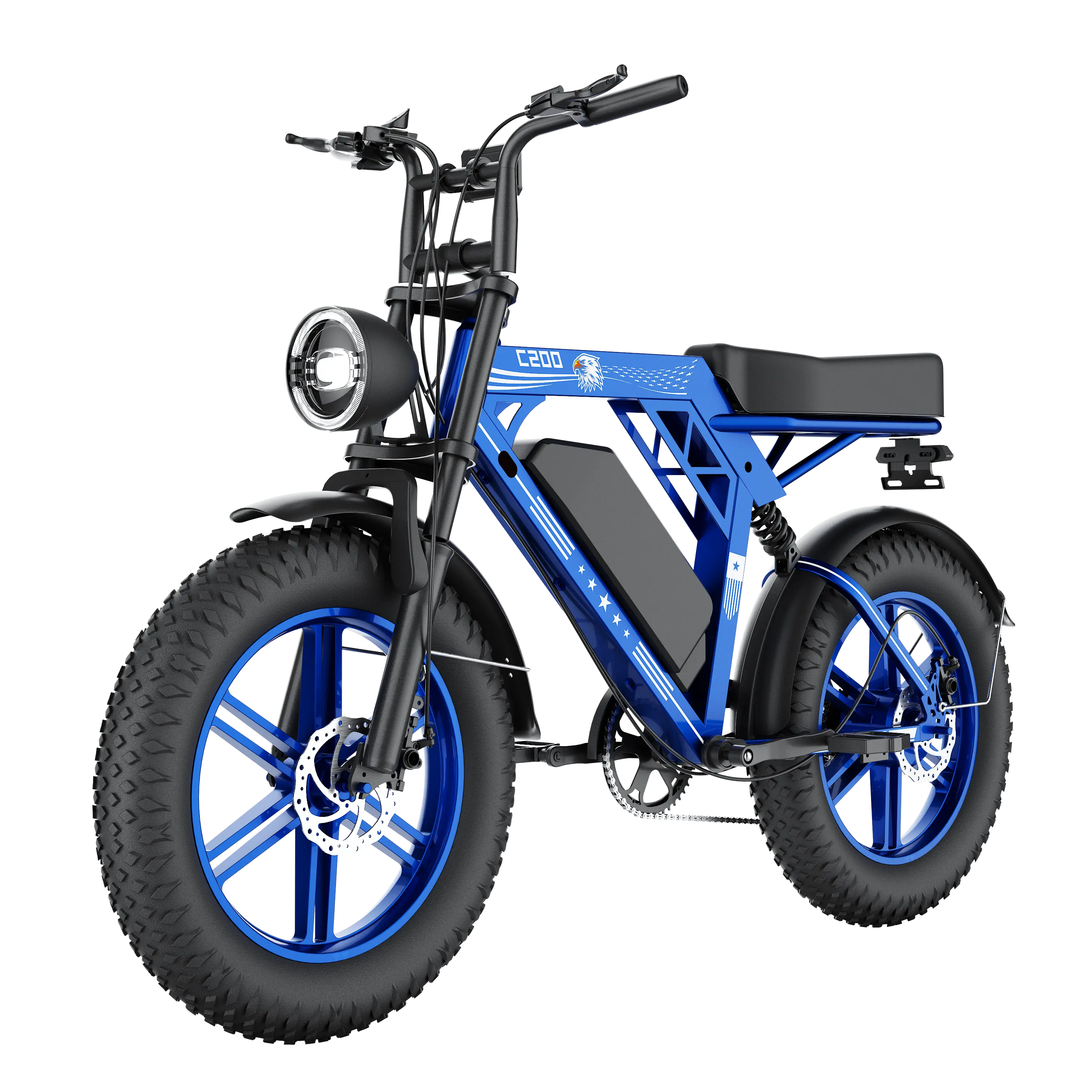 Adult Off-Road Electric Mountain Bike with 20-Inch Fat Tires, 1500W Peak Power AWD, 48V 17.5Ah Battery, Dual Suspension, 7-Speed Shimano System, UL2849 Certified, Rugged, Dual Susp., Off-Roading, Adults, Front & Rear Drive