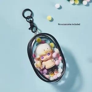 Doll Protection Box, High Transparency Anime Peripheral Cotton Doll Multi-color, Doll Transparent Display and Storage Box, with Detachable Keychain, Used for Collecting Toys and Cosmetics, Travel or Home Decoration Portable Box