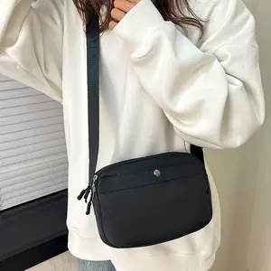 Unisex Minimalist Nylon Crossbody Bag - Casual, Plain, Lightweight, Waterproof Everyday Shoulder Bag with Multiple Pockets
