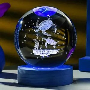 6cm Crystal Turtle Night Light USB Power–Soothing Ocean Glow for Relaxing Nights Birthdays, Christmas,Holidays, Housewarming Graduation Gifts Home Office Desk Decor