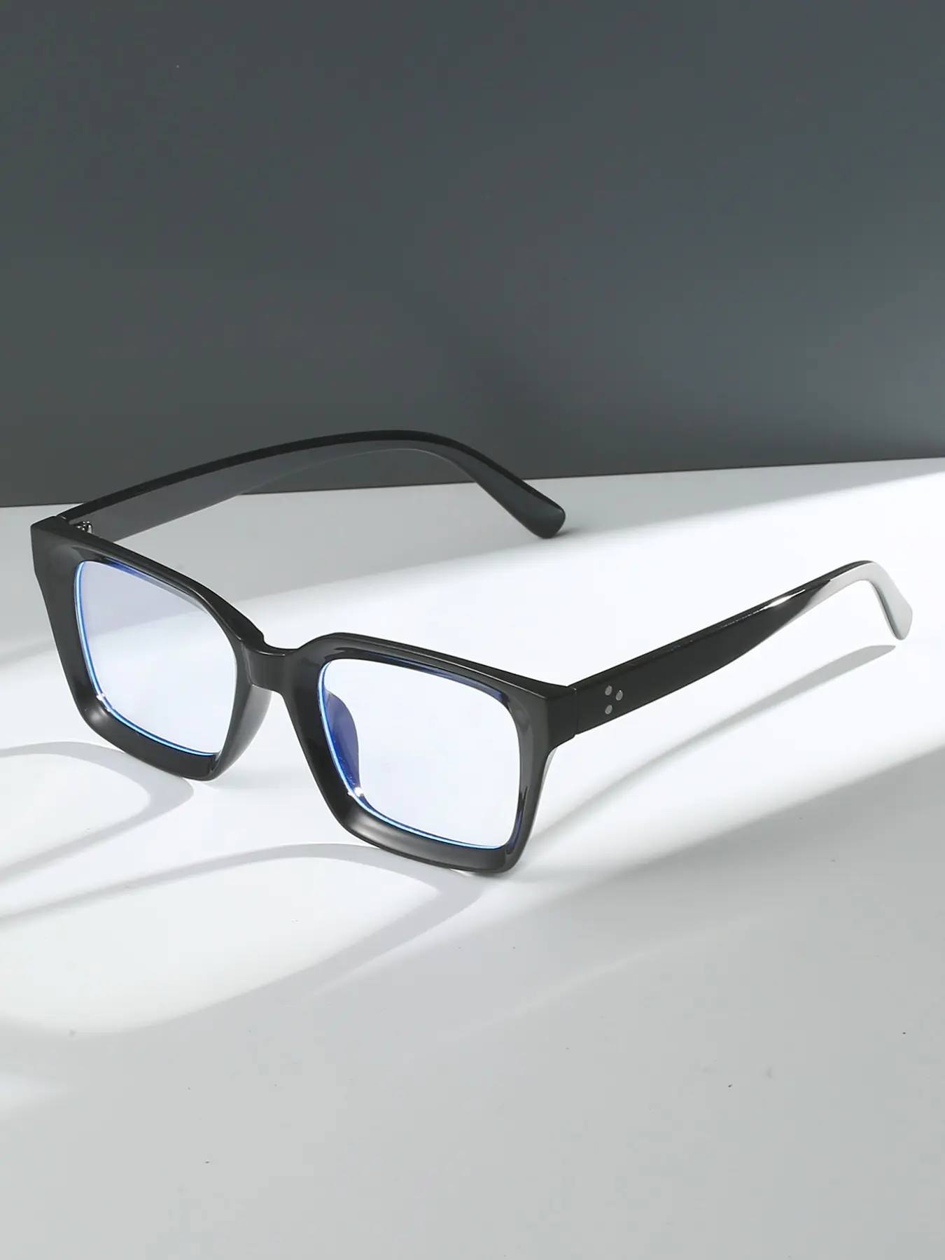 Men's PC Wide Frame Concave Mirror, Classic Casual Simple Fashion Flat Lens, Suitable for College Commute Streetwear Daily Wear, High Quality Eyeglasses
