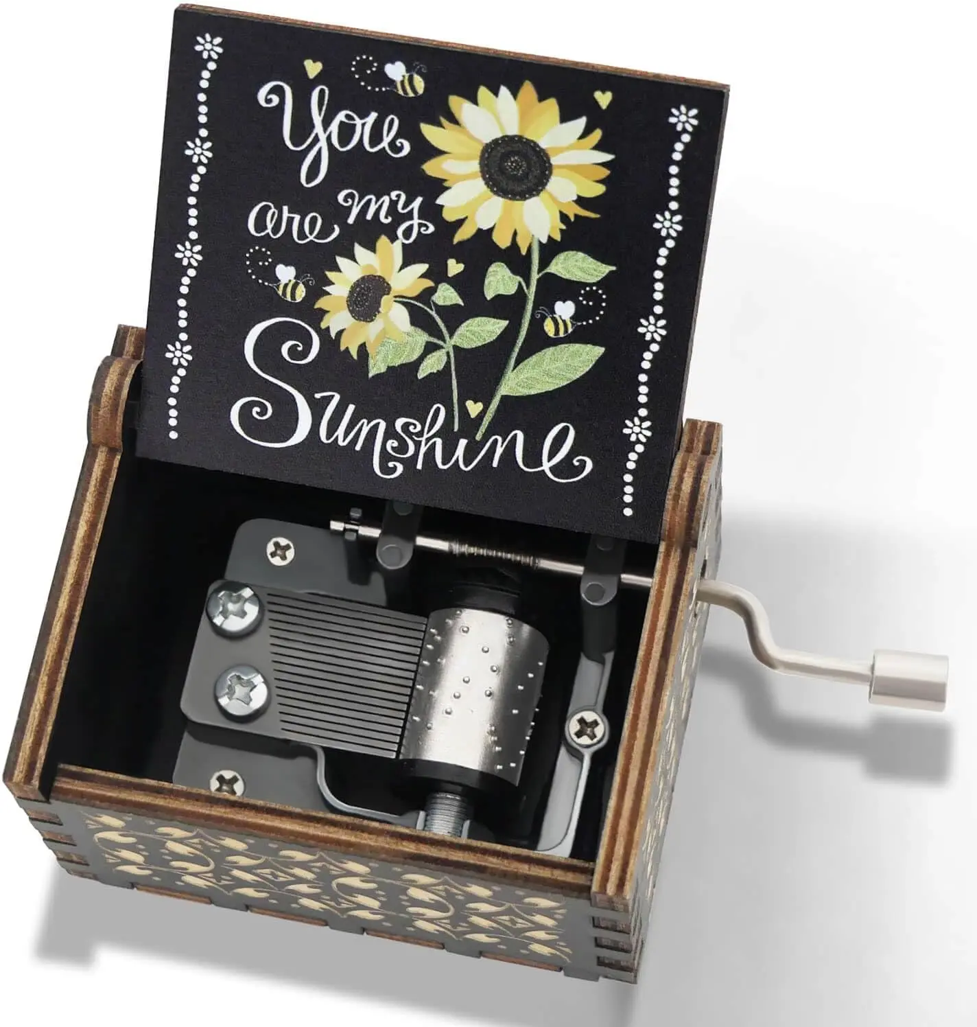 You are My Sunshine Music Box Hand Crank   Engraved Music Boxes, Musical Gifts for Wife Mother Boyfriend Girlfriend Friend Birthday Christmas Anniversary Valentine's Day Mothers Day