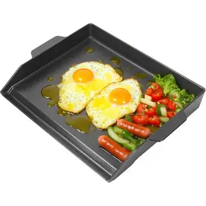 Universal Cast Iron Cooking Griddle Insert,Pre-Seasoned Nonstick Coating Griddle Pan for Gas Grill,BBQ Flat Top Grill Plate with High Sidewalls for  Grills and 4 Burner Range Oven,23" x 16"