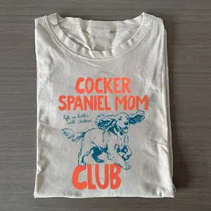 Cocker Spaniel Mom Club T-Shirt, Aesthetic English Cocker Spaniel Graphic Tee, Cute Hand-Drawn Dog Mom Apparel, Unisex Fit Design, Gift for Men and Women