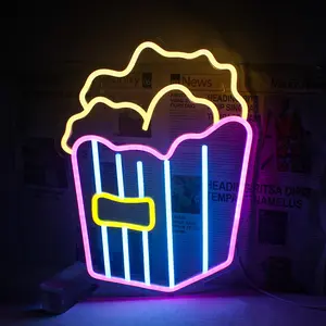1pc Popcorn LED Neon Wall Hanging Signs, Colorful Light Decorative Lamp, Modern Mood Lighting, USB Powered, Suitable for Home, Shop, Studio, Party, Holiday Atmosphere