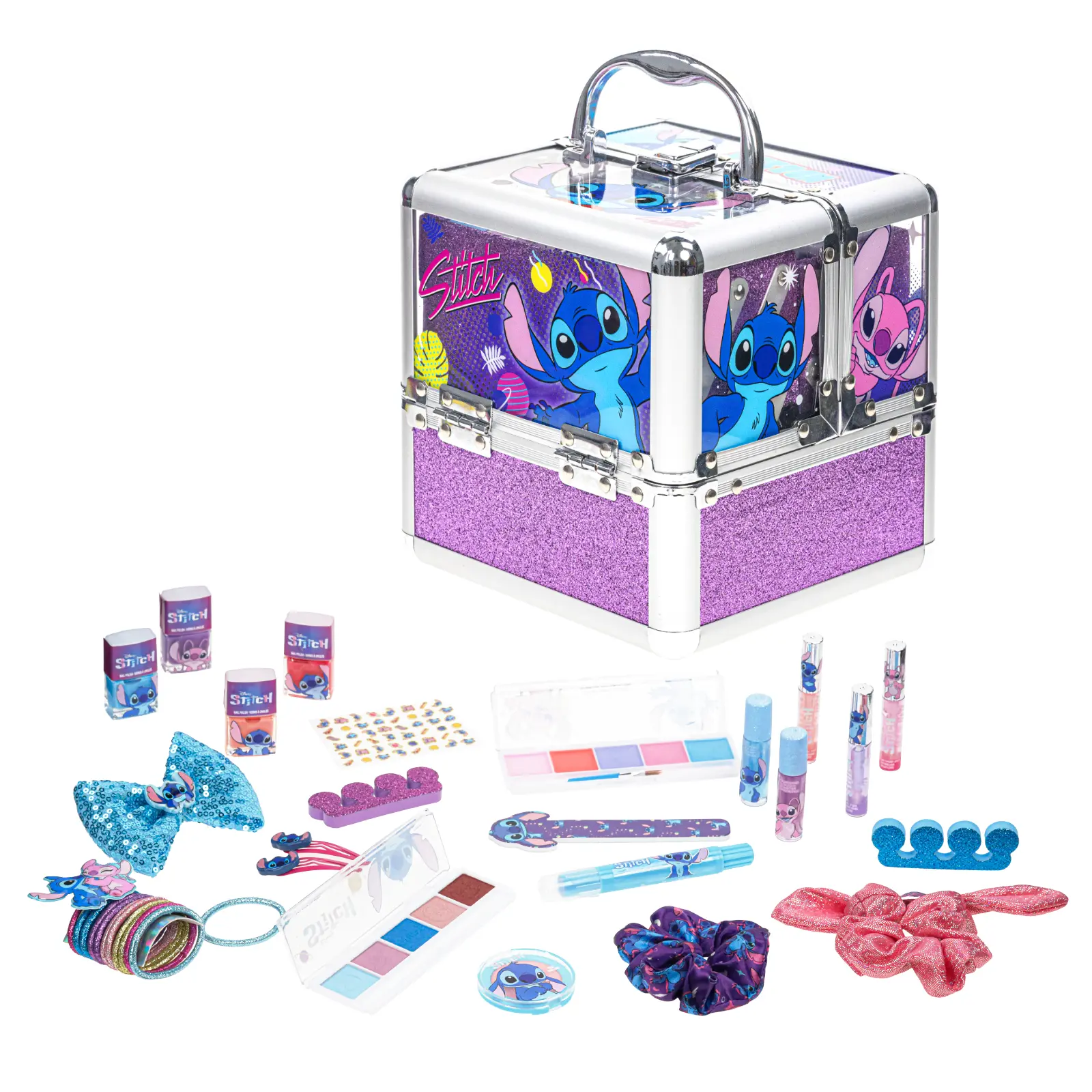 Disney Townley Girl Glitter Cosmetics Kit - Kids' Pretend Play Beauty Set with Lip Gloss, Eyeshadow, Nail Polish, Brush, Compact (Ages 3+) - Little Gifts for Girls, Kids Nails Supplies for Parties