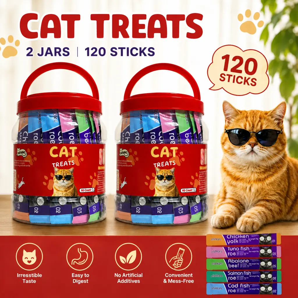[120 Sticks/2 Tubs] Mewno Creamy Puree Cat Treats Lickable Squeezable Sticks, Grain-Free, Chicken Salmon Cod Abalone Tuna Variety Pack, 0.52oz Per Tube
