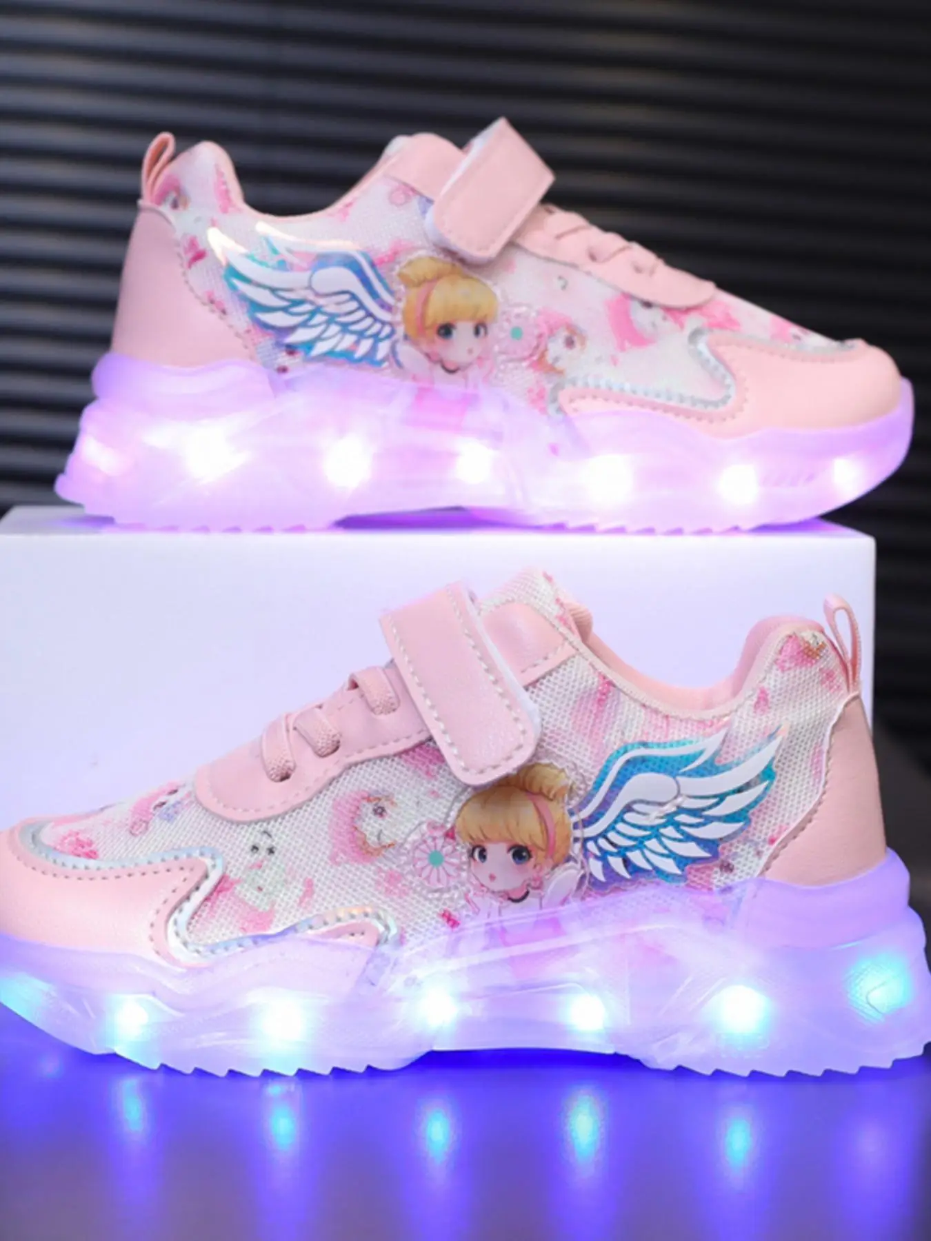 Kids Usb Rechargeable Led Light Up Sneakers, Cute Fun Prints Cartoon Pattern Light Up Sneakers, Fashionable Luminous Sneakers for Boys & Girls