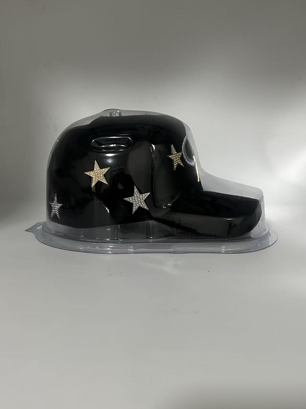 Rhinestone Star Moon Streetwear Snapback Hat - Black Embroidered Hip Hop Baseball Cap, Unisex Adjustable Urban Street Style Headwear