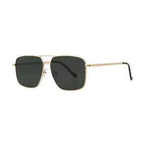 Mad Shade Bold Gold Square Aviator Frame with Dark UV400 Lens – Lightweight Retro Sunglasses for Men #04