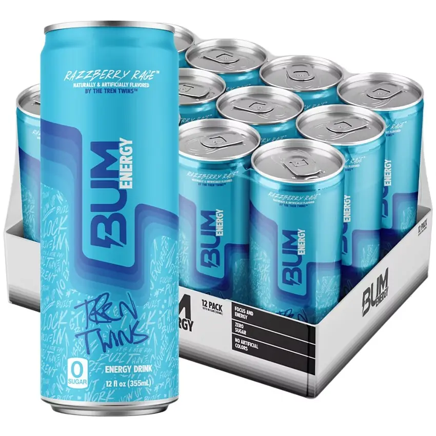 BUM Energy Energy Drink - Limited Edition Razzberry Rage Tren Twins (12 Drinks, 12 Fl. Oz. Each)
