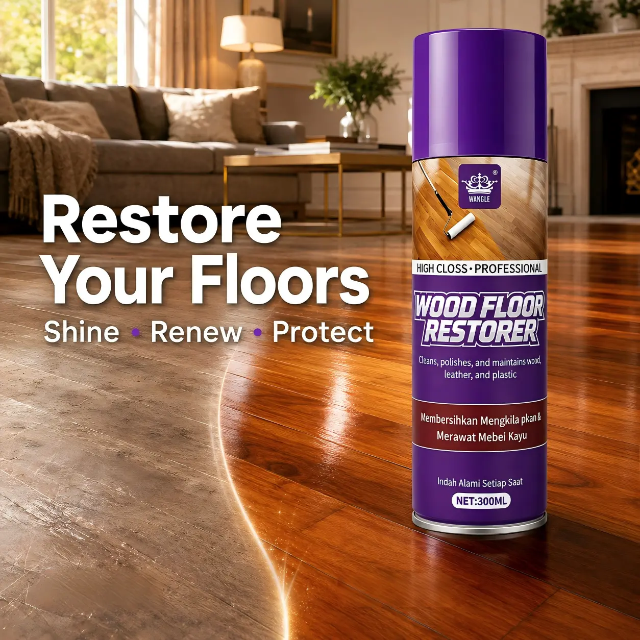 Hardwood Floor Wax – Easy-to-Apply Wood Floor Care Formula Refreshes Dull Floors, Enhances Natural Luster, Leaves a Smooth Protective Finish for Hardwood, Laminate, Bamboo & Engineered Wood Floors