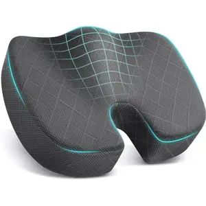 Seat Cushion - Memory Foam Cushion for Office Chair, Car Seat, Airplane, Bleacher - Sciatica & Hip & Coccyx Pain Relief Desk Chair Cushion for Long Sitting Office Workers, Car Drivers