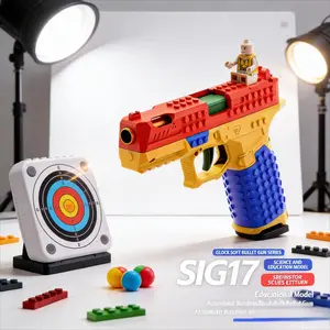 Viral Building Block Pistol Toy Set - Interlocking Brick Assembleable Toy Gun, Compatible with Standard Bricks, Comes with Transparent Display Stand, Creative Construction Toy for Kids & Brick Enthusiasts, Perfect Gift for Boys