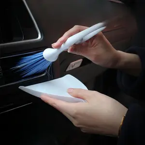 White Angel Car with Small Broom, Car Air Outlet Brush, Gap Interior, Instrument Panel, Seat Cleaning Angel Brush