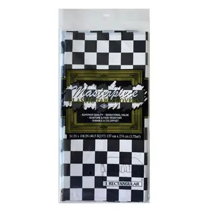 Beistle Checkered Tablecover in Thin Black & White Plastic Race Car Themed 54" x 108" Rectangle Ornaments