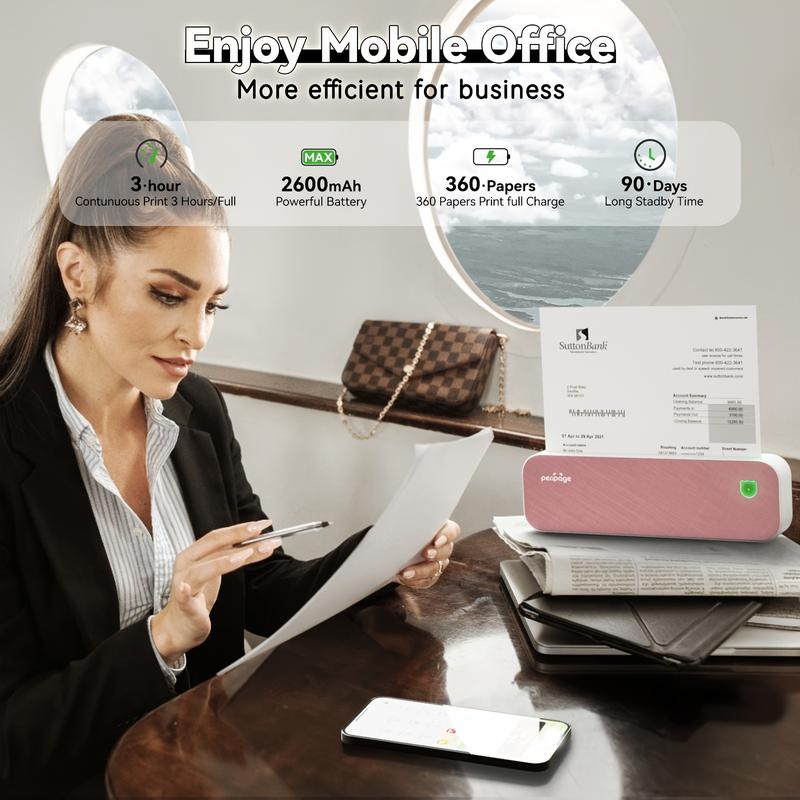 NEW-Portable Thermal Printer - Compact A4 Inkless Printer with 1 Roll of Thermal Paper - Supports 8.26"x11.69" Printing, Android and iOS Compatibility, Long-Lasting Folding Paper, and Document Transfer Capability NEW-Portable Thermal Printer - Compact A4 Inkless Printer with 1 Roll of Thermal Paper - Supports 8.26"x11.69" Printing, Android and iOS Compatibility, Long-Lasting Folding Paper, and Document Transfer Capability