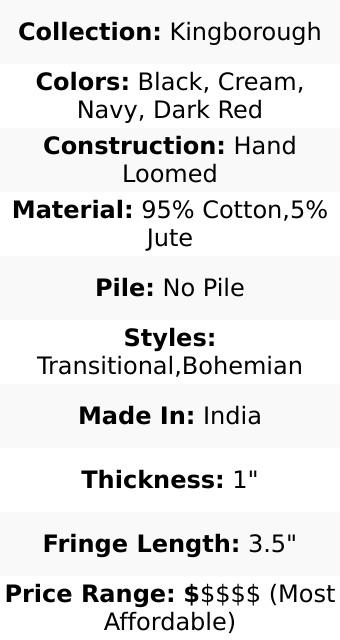 Kingborough Cream/Brown Cotton Area Rug - Clearance