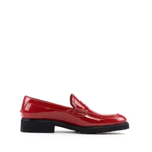 ShoeSwingers Women's Red Patent Leather Loafer with Commando Sole - Footwear Walking Shoes
