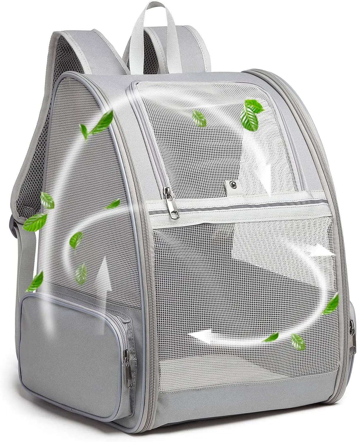 Texsens Pet Backpack Carrier for Small Cats Dogs in Light Gray, Camouflage Canvas Material, Collapsible Design, Hand Wash Only