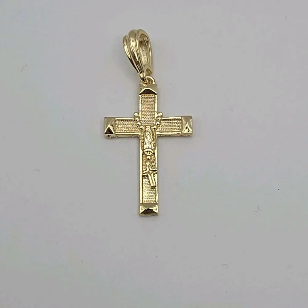 VIRGIN MARY Gold-Plated Cross with Rosary - Elegant Design Religious Pendant
