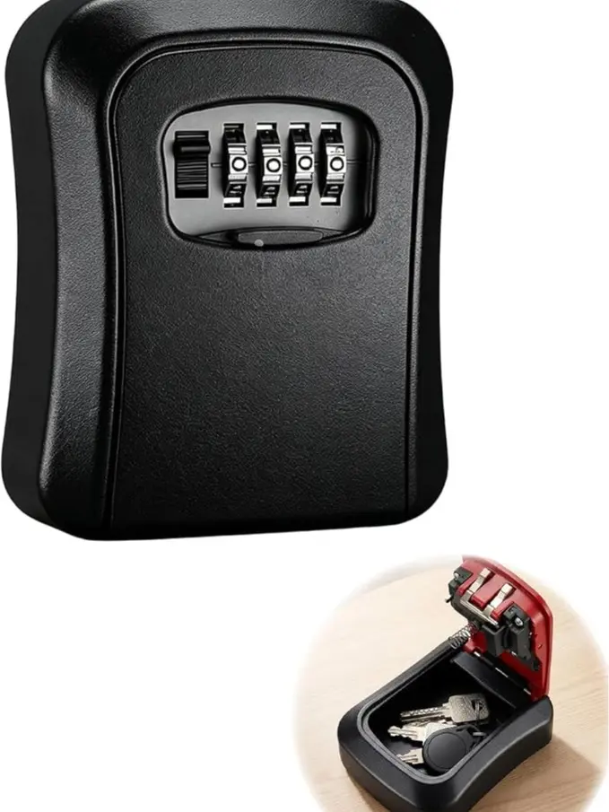 4-Digit Combination Key Lock Box, Wall Mounted Key Safe, Spare Key Storage, Outdoor Key Box, Home, Office & Construction Use
