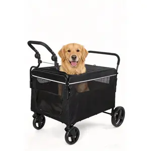 All-Terrain Collapsible Dog Stroller Wagon for Large & Medium Dogs – 2-in-1 Push & Pull Cart with Ramp & One-Step Brake – Outdoor Pet Carrier for Walking, Hiking, Camping