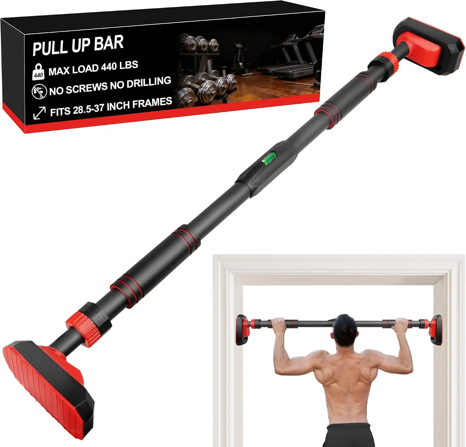 Pull Up Bar for Doorway, Heavy Duty Chin Up Station for Home Gym, Multi-Grip or Adjustable Door Frame Exercise Equipment for Upper Body Strength Training