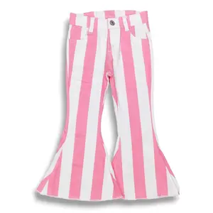 Pink Striped Bell Bottom Jeans