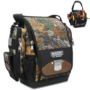 MELOTOUGH Electrician Tool Bag,55-Pockets Tool Bag,Small Sturdy Base Heavy Duty Tool Pouch with Hard Bottom for Electrician Carpenter/Technican,CAMO,Christmas Gifts for Men