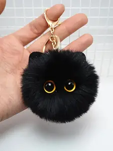 2024 New Style Cute Cat Design Plush Keychain, Fashionable Pom Pom Decor Keychain for Women & Girls, Fashionable Accessories for Bag & Purse Decoration, Keychain For Bags