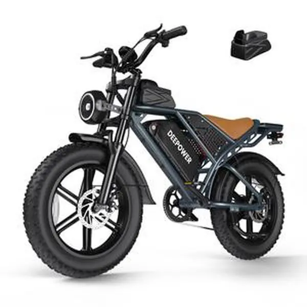 【2026 DEEPOWER】Adult Full-Suspension Electric Dirt Bike - 48V 20AH Removable Battery, 750W Power, 20" Fat Tire, 20MPH Max Speed, 45-70 Mi Range, Spark UL 2849 Certified, for Mountains, Snow, Off-Road Adventures