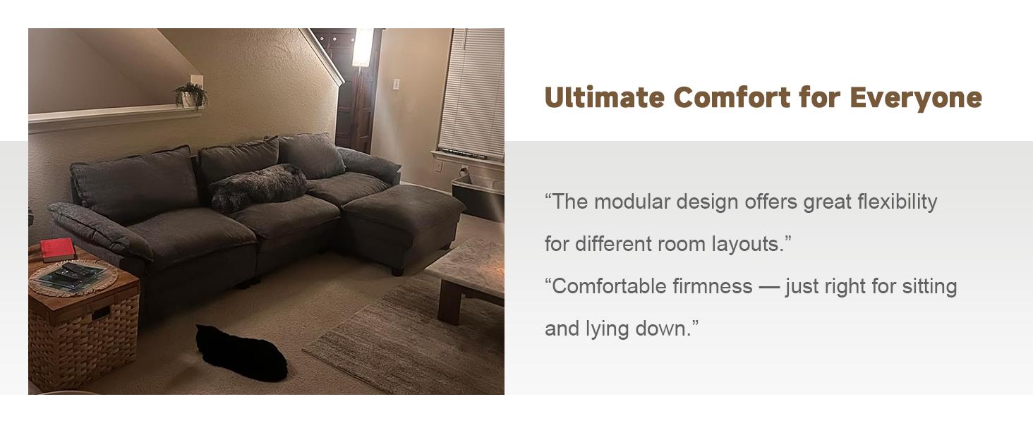 【2-3 Packages】110-143 Inch Modular Couch Sectionals with Ottoman, Big Comfy Cloud Couches, L/U Shaped 4-6 Seat Modular Sectional Sofa, Modern Cloud Sectional Couches for Living Room, Deep Seat Sofa