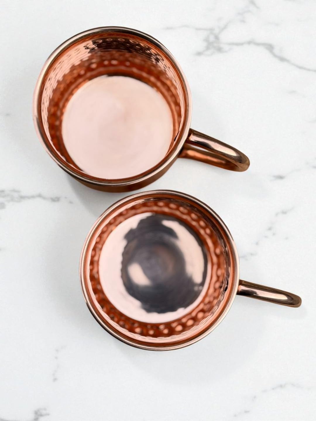 100% Pure Copper Mugs – Handcrafted Hammered Copper Moscow Mule Cups and Handles – 16 oz Set of 2- Ayurvedic inspired design – No interior Lacquer for Authentic Taste & Quality