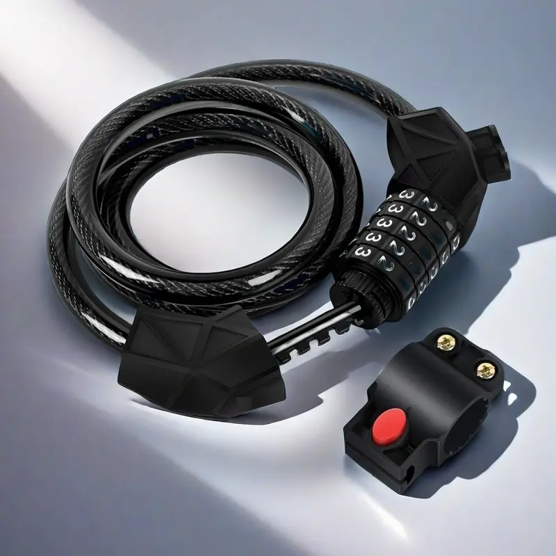 5-Digit Resettable Bike Lock - 4ft Braided Steel Cable, Weatherproof PVC, Easy Mount, Custom Combination, Anti-Theft & Scratch Protection