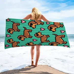 Dachshund and Polka-Dot Beach Towel — Soft and absorbent, perfect for days at the beach, trips to the pool, and summer vacations. The ideal birthday or anniversary gift for dog lovers.