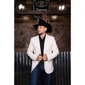 Platini: Men's Off White Faux-Suede Blazer