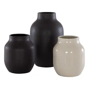 Safavieh Raya, Charcoal & Beig e, Ceramic, Vas e Set Of 3