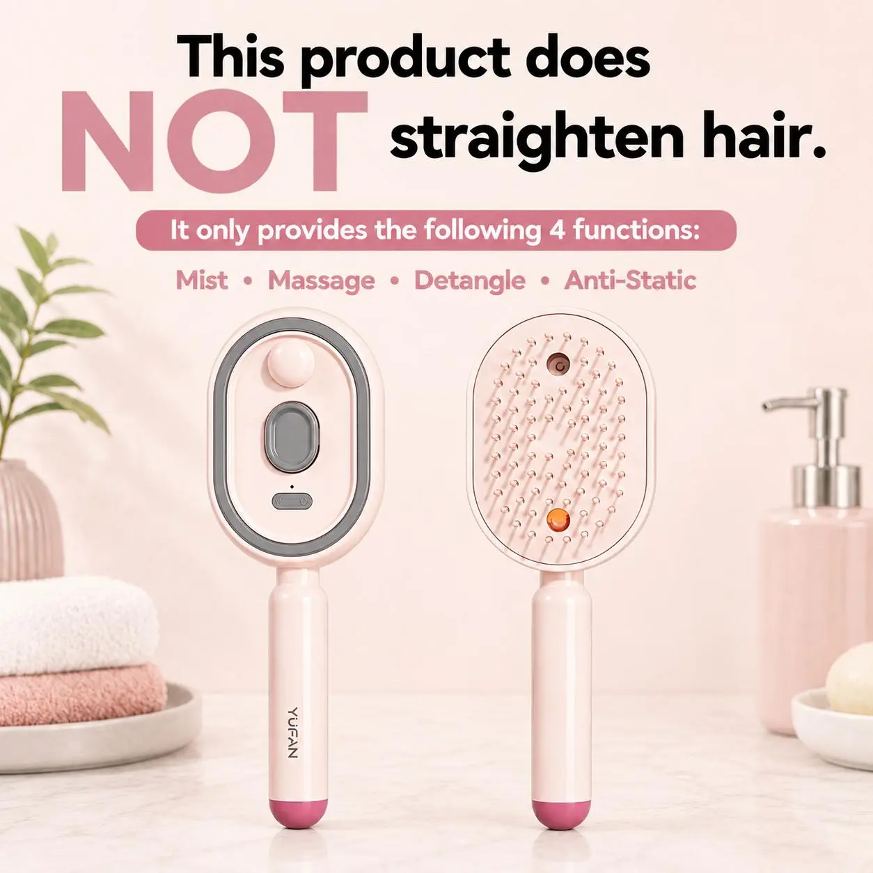 Electric Spray Massage Air Cushion Comb, Self-Clean Anti-Static Detangling Hair Brush with Essential Oil Mist Aromatherapy, Volumizing Styling Hair Care Tool for All Hair Types
