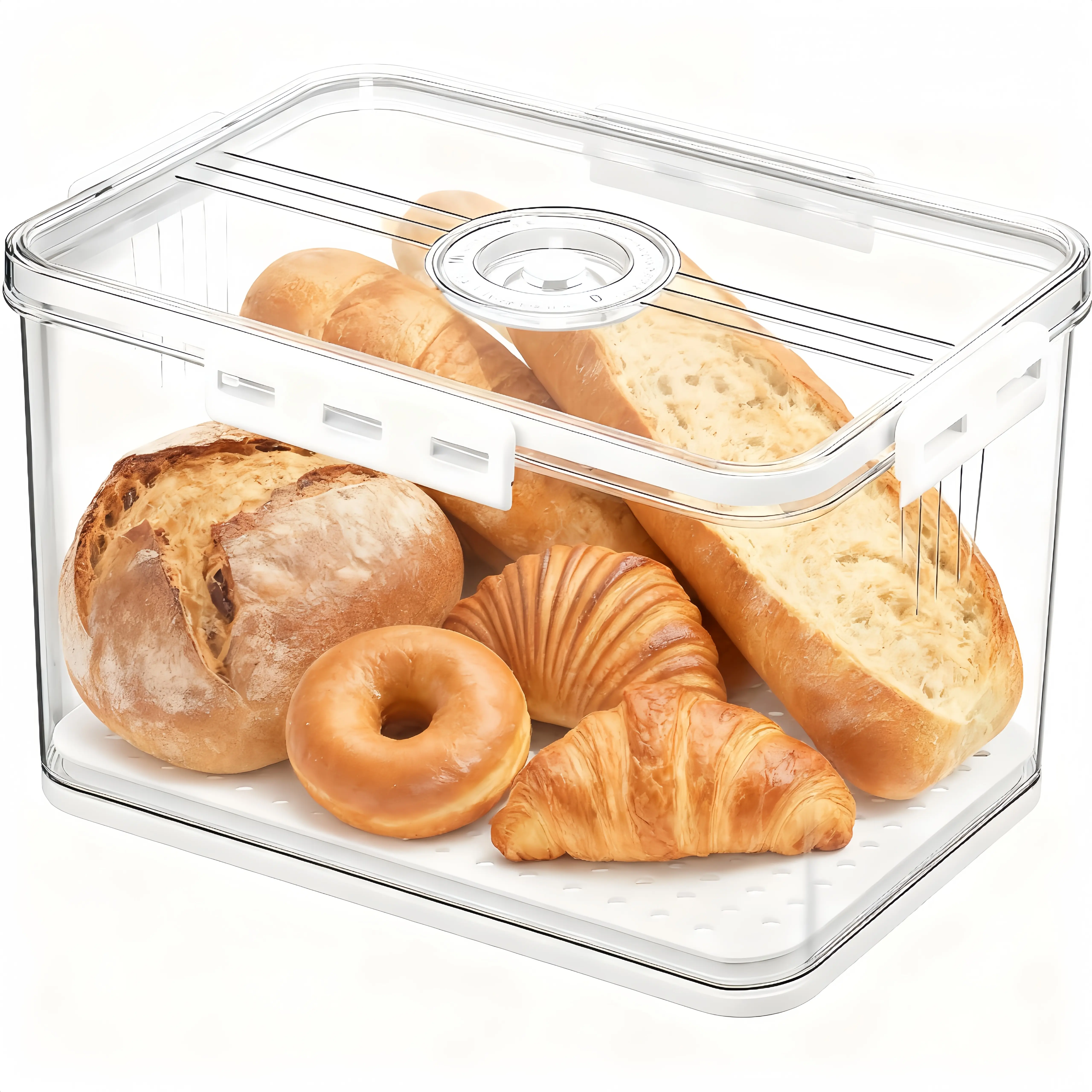 Bread Box with Lid Time Recording Loaf Bread Keeper for Kitchen Countertop Food Storage Container Storage Value Pack TikTokShopBlackFriday Christmas Board Airtight