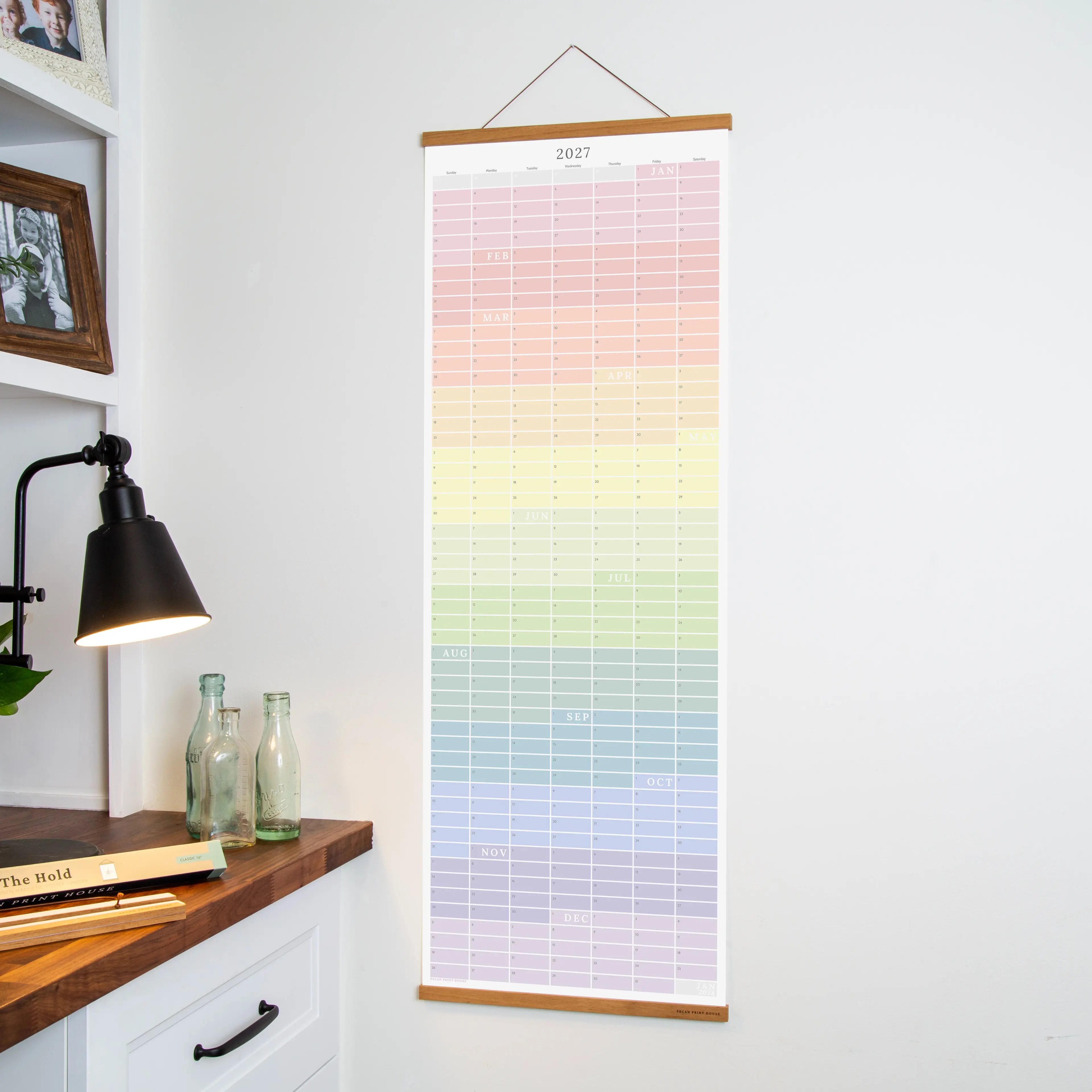 Minimalist Wall Calendar - 2026-2027 Academic & 2027 Yearly Schedule Planner, No Month Breaks, Sunday/Monday Start, 16"x45", Wall Mount Monthly Calendar Planner for Home, Office, Dorm Room Student Calendar