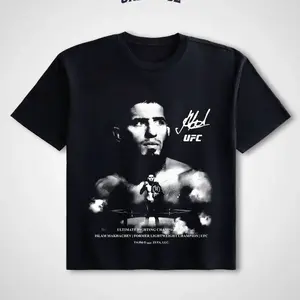 UFC Islam Makhachev Unisex Short-Sleeve Cotton Crewneck Tee - UFC Champion Graphic Apparel, Casual Menswear for MMA Fighter Fans, Gym Workout Fabrics, Fan Gift 6UH