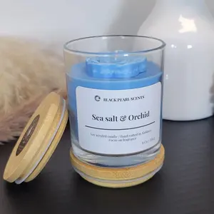 Black Pearl Scents Sea Salt & Orchid Soy Candle 9oz Floral Coastal Home Scent Clean-Burning Vegan Non-GMO Aroma Fragrance Gift Decoration Light
